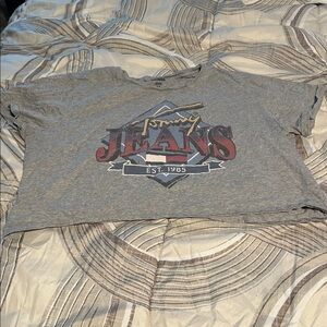 Tommy Jeans Gray Graphic Cropped T-Shirt